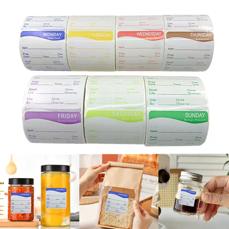Snacks Food Labels - 250Pcs/Roll Kitchen Date Food Sticker Label