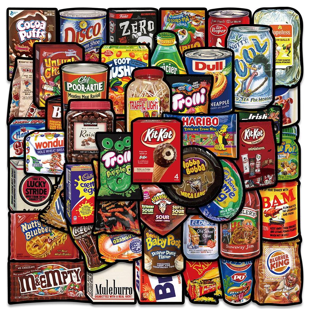 American Food Y Snacks - 48PCS Cartoon American Snacks Food Graffiti