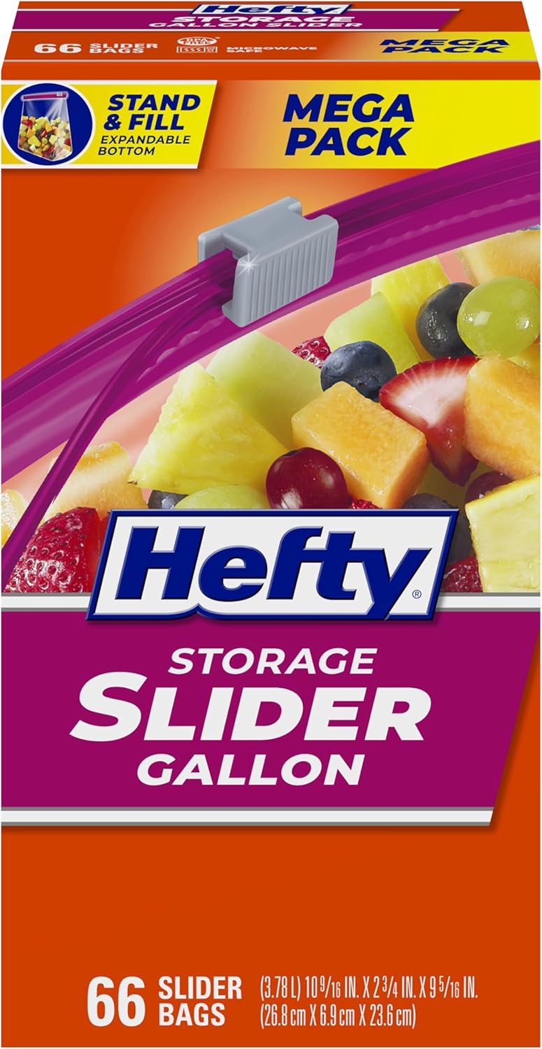 Snacks Food Labels - Hefty Slider Gallon Storage Bags, 66