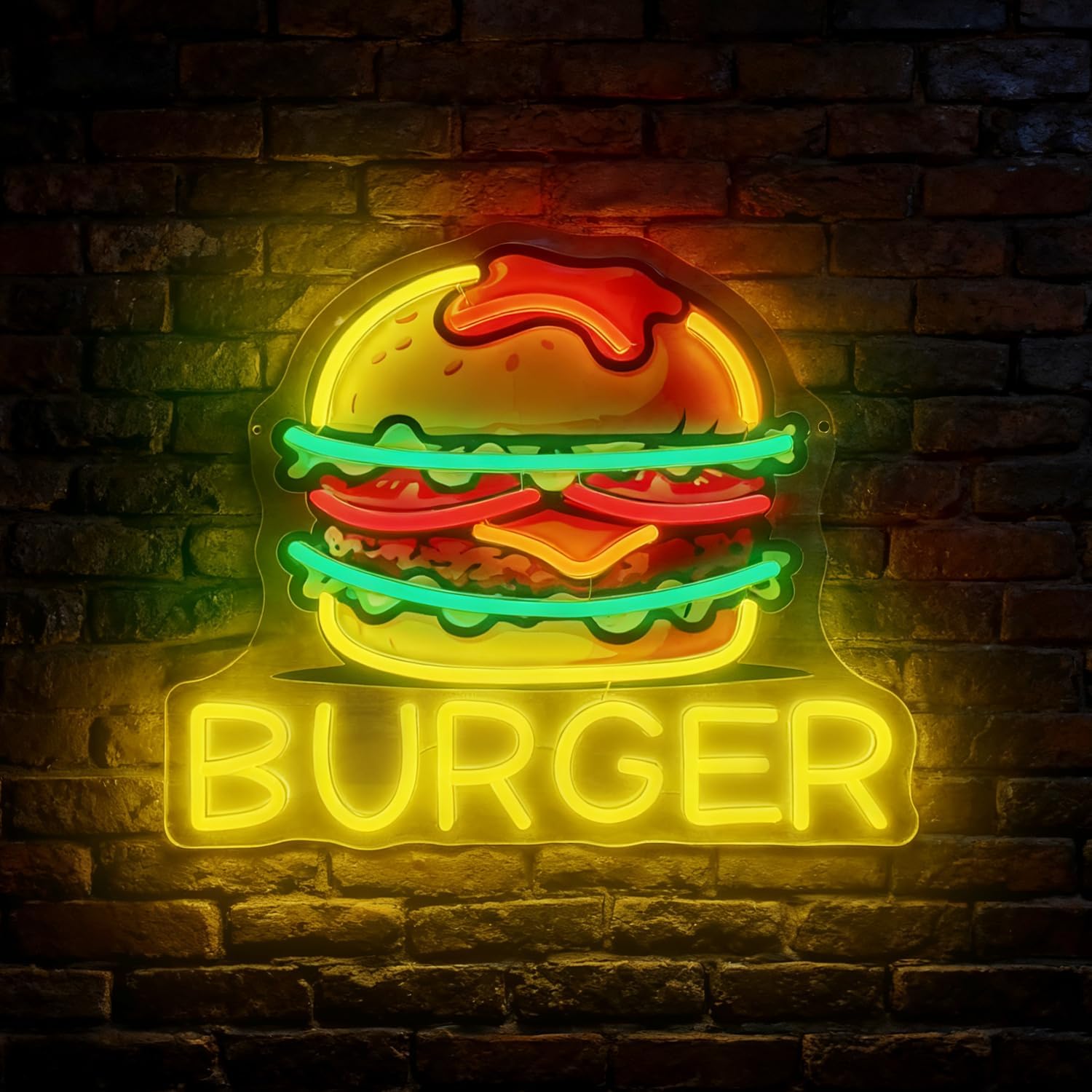 Burger Neon Sign, LED Hamburge – Fast Food With Snacks recenzja i cena