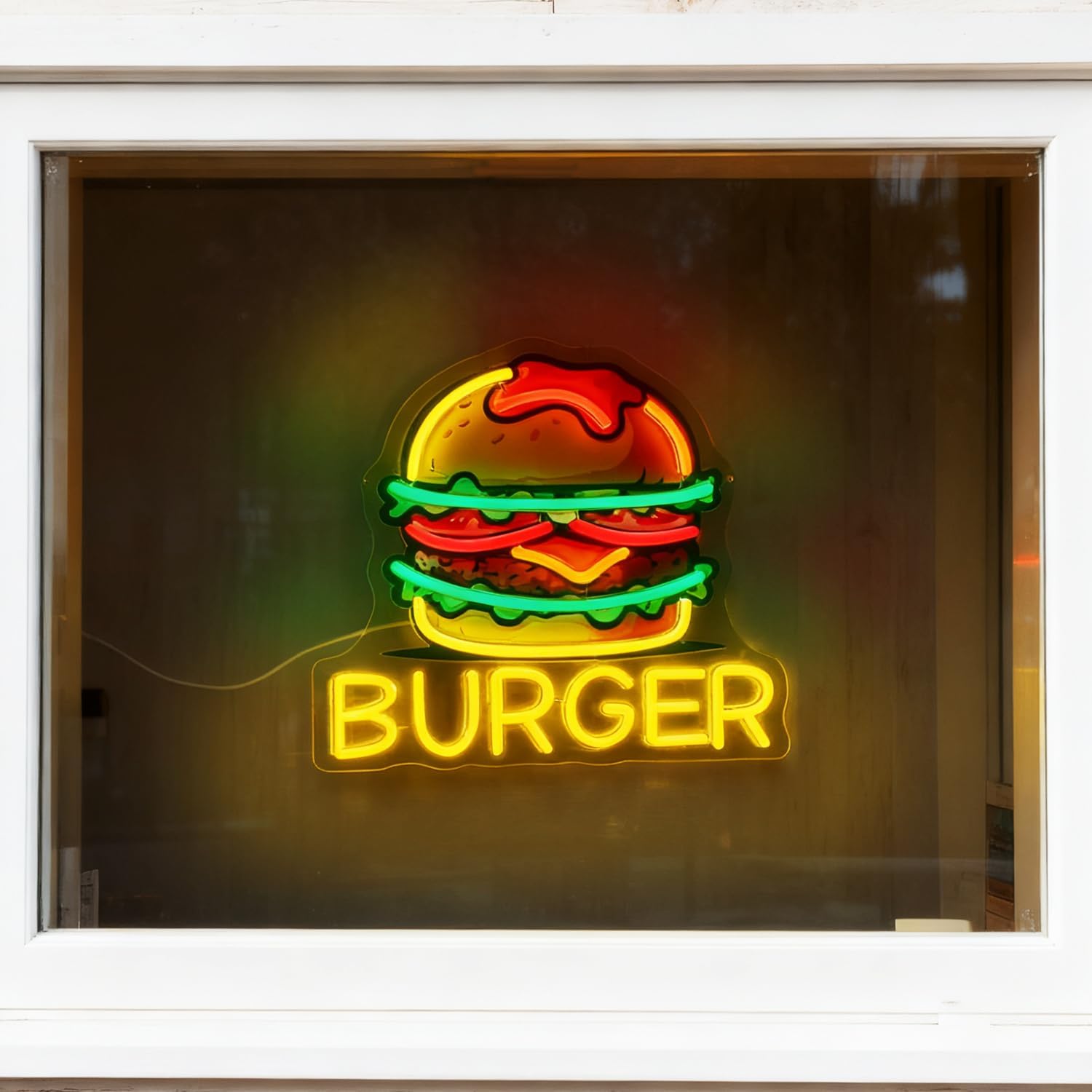 Burger Neon Sign, LED Hamburge – Fast Food With Snacks recenzja i cena
