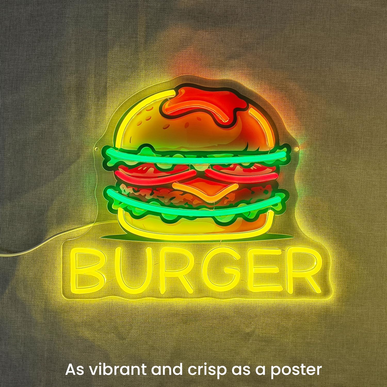Burger Neon Sign, LED Hamburge – Fast Food With Snacks recenzja i cena