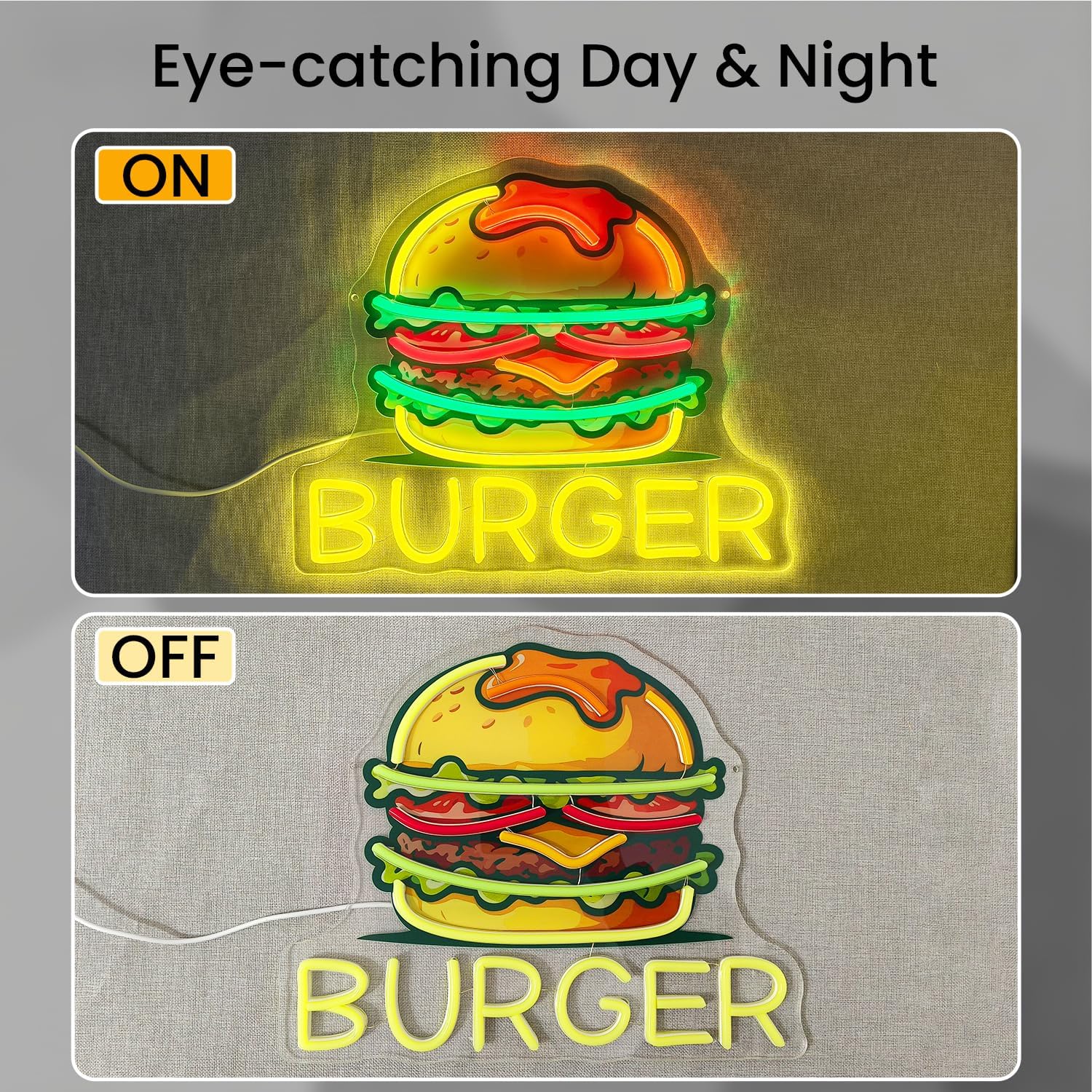 Burger Neon Sign, LED Hamburge – Fast Food With Snacks recenzja i cena