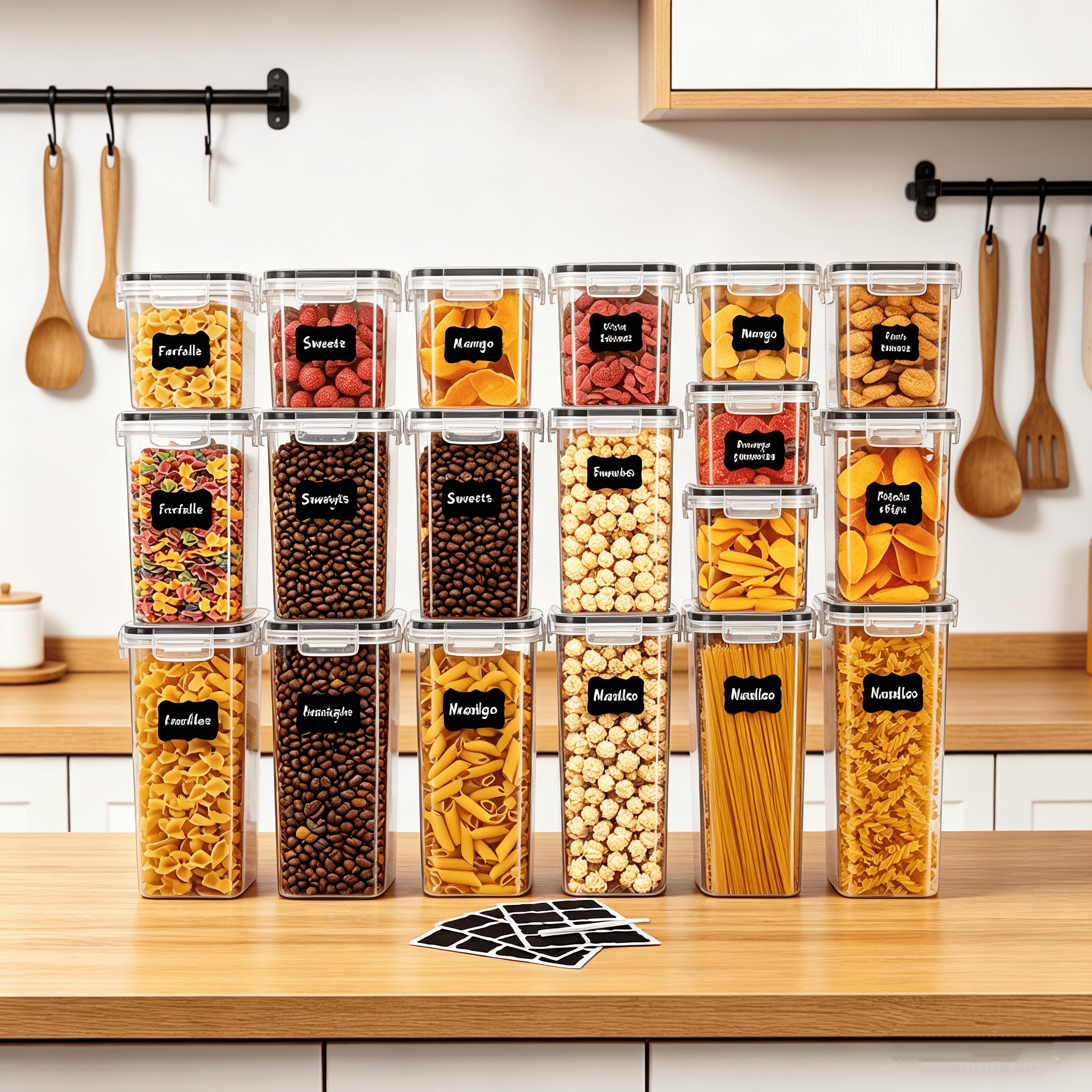 30PCS-Airtight storage bins, m – Snacks Food Labels recenzja i cena