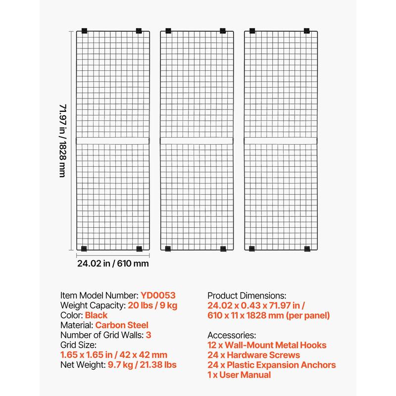 3 Packs Grid Wall Panels, 2 x  – Food X recenzja i cena